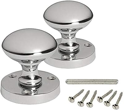 HANDLESTORE Designer Round Mortice Door Knob Polished Chrome Pair