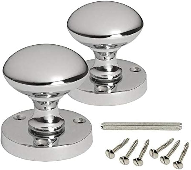 HANDLESTORE Designer Round Mortice Door Knob Polished Chrome Pair