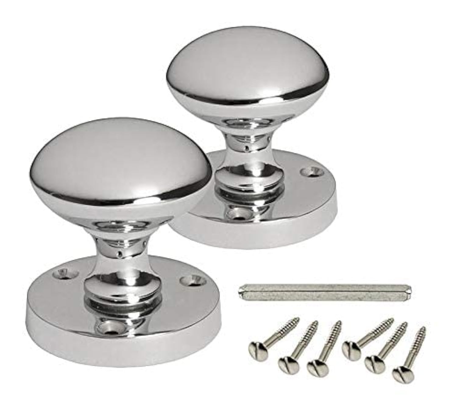 HANDLESTORE Designer Round Mortice Door Knob - Polished Chrome Sprung Door Knobs Set for Internal Wooden Doors (1 Pair)
