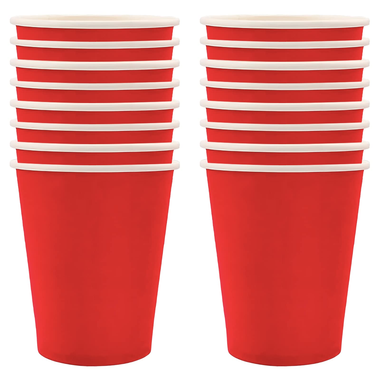 POPOYU 16Pcs Red Party Paper Cups,Red Party Tableware Decor Red Disposable Paper Cup Red Cups for 2023 King Charles III Coronation Union Jack Royal Party Decorations