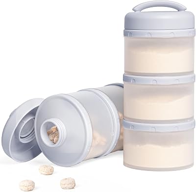 Termichy Baby Milk Powder Dispenser Pots 2 Pack Grey Stackable Formula Container