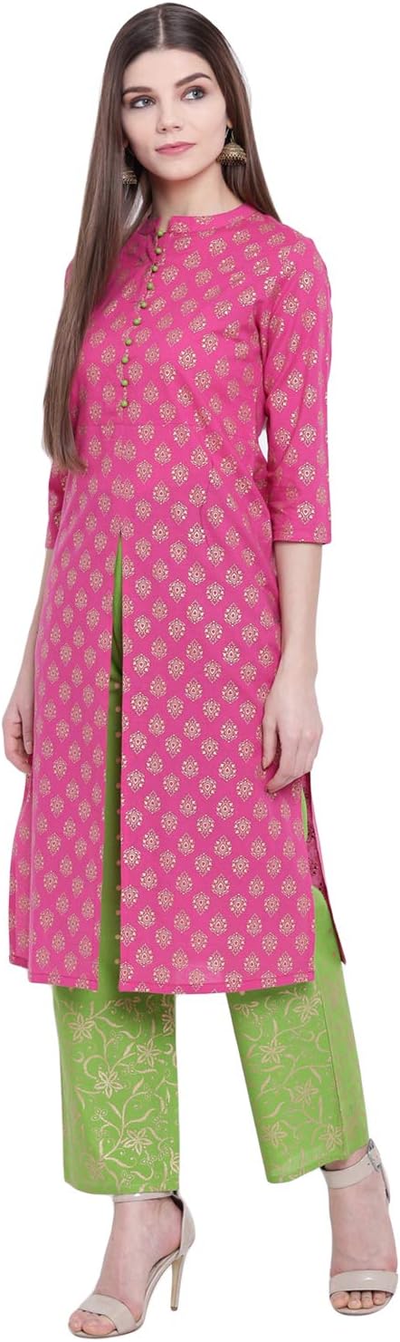 KHUSHAL Women's Cotton Kurta with Palazzo Set
