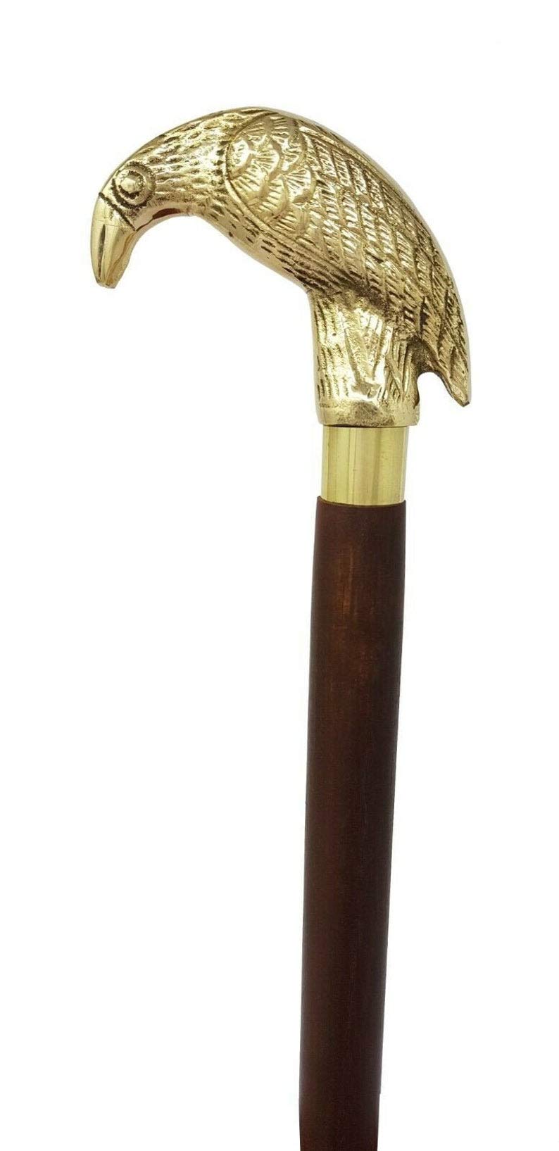 Antique Loking Golden Crow Brass Head Handle Vintage Looking Replica Style Wooden Walking Stick Cane Classic Style Brass Beautifull Gift