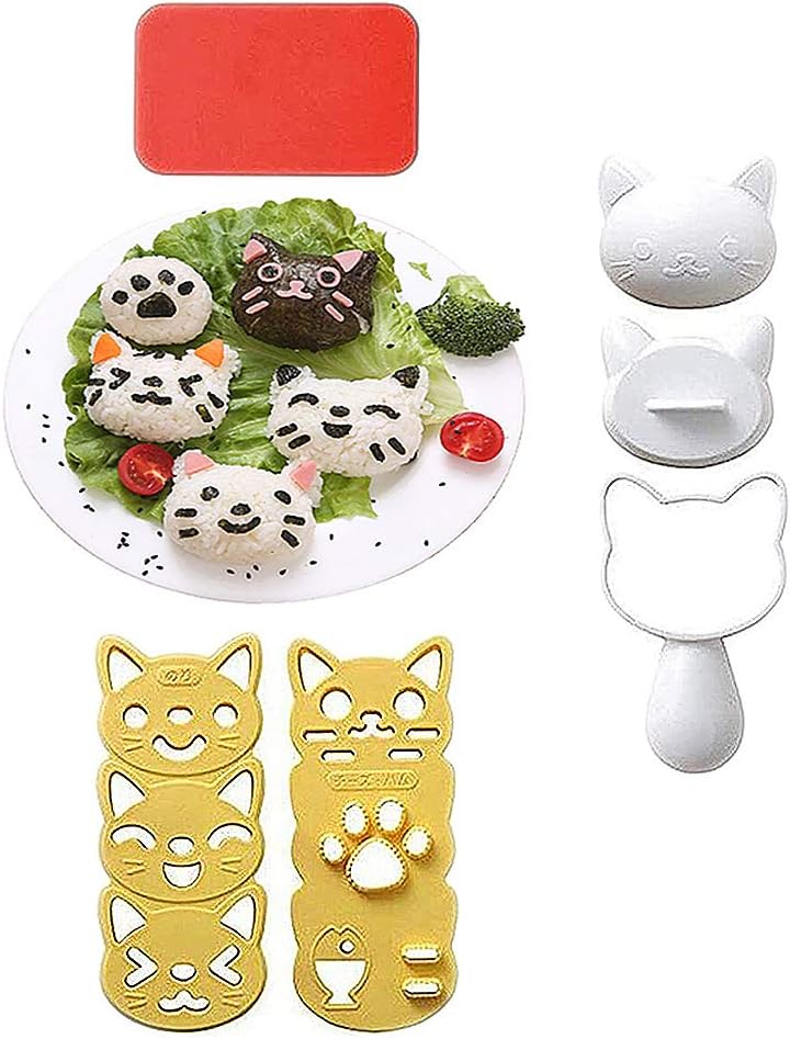 Onigiri Mold, Bento Box Accessories Bento Boxes for Kids Lunches Decor Lunch Box for Kids Kawaii Kitchen Sushi Kit of Animal Shape Sushi Mold DIY Press Sandwich Maker for Sandwich Press