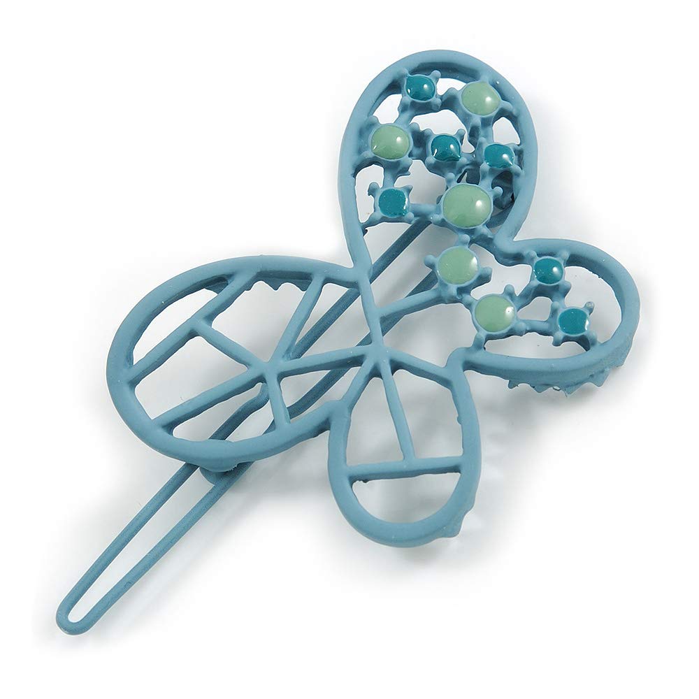 Light Blue Butterfly Hair Slide/Grip - 50mm Across