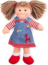 Bigjigs Toys Hattie Rag Doll Small 25cm Removable Clothes Denims