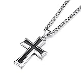 HZMAN Mens Stainless Steel Cross Pendant Necklace
