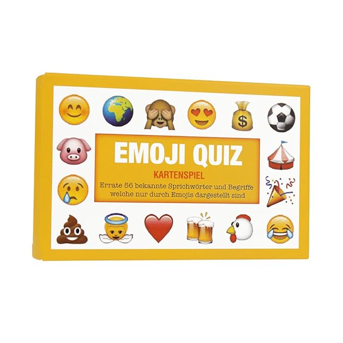 Monsterzeug Emoji Kartenpiel, Emoticon Quiz mit 56 Karten, Ratespiel mit Smileys, Sprichwörter und Begriffe erraten, Partyspi