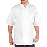 Chef Code Mens Short Sleeve Unisex Classic Coat Chefs Jackets, White, Large