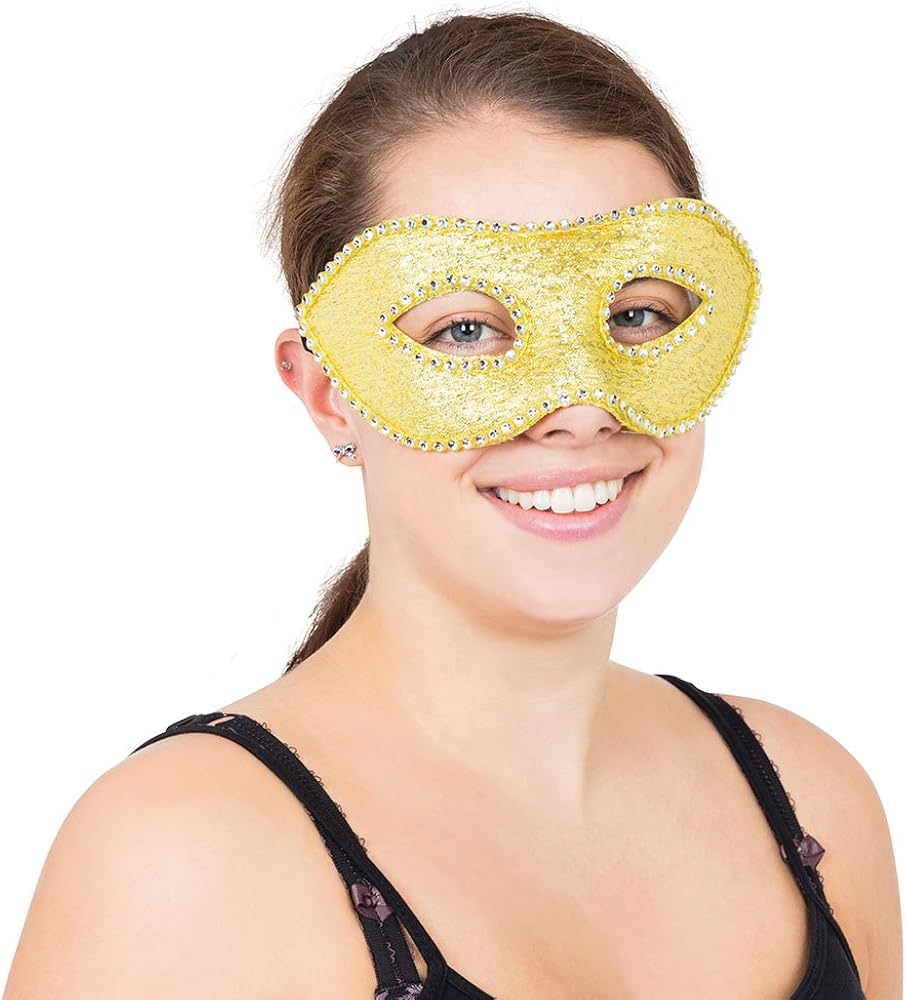Bristol Novelty EM114 Eye Mask with Diamonds and Ribbon Tie, Womens