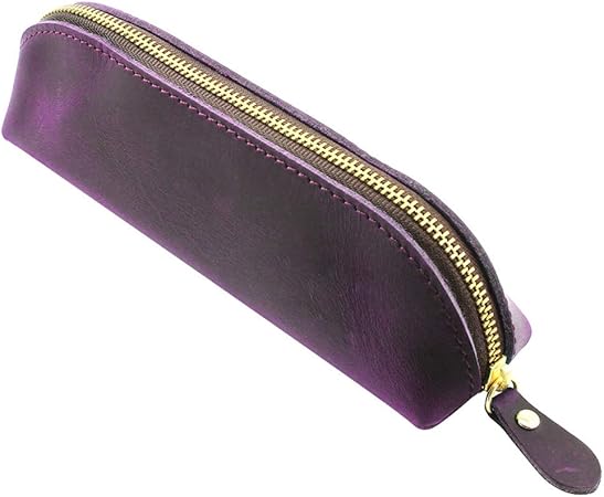 Amazon Digibluesky ペンケース スリム 革 筆箱 ペン立て 本革 手作り レザー筆箱 大容量 おしゃれ 文房具 鉛筆ポーチ かわいい 色鉛筆入れ 筆入れ ペンポーチ 学生用 機能的 男女兼用 子供の日のプレゼント 無地 ふでばこ パープル スリム様式 ペンケース