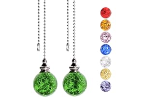 SUR-CIEL 2PCS Ceiling Fan Pull Chain Extender, 21 Inches Ball Beaded Pull Chain, Green