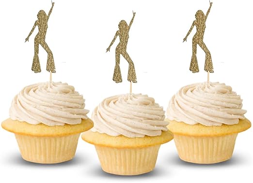 Amazon Com Disco Dancing Cup Cake Topper Dancer Glitter Card