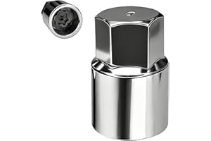 Eponcia Wheel Lock Key Lug Nut Key Locking Lug Nut Removal Tool for Toyota Lexus Tacoma Senna, Security Nuts Socket Wrench Anti-Theft D-Wheel Locking Nuts Socket Adapter Installation & Removal (Silver