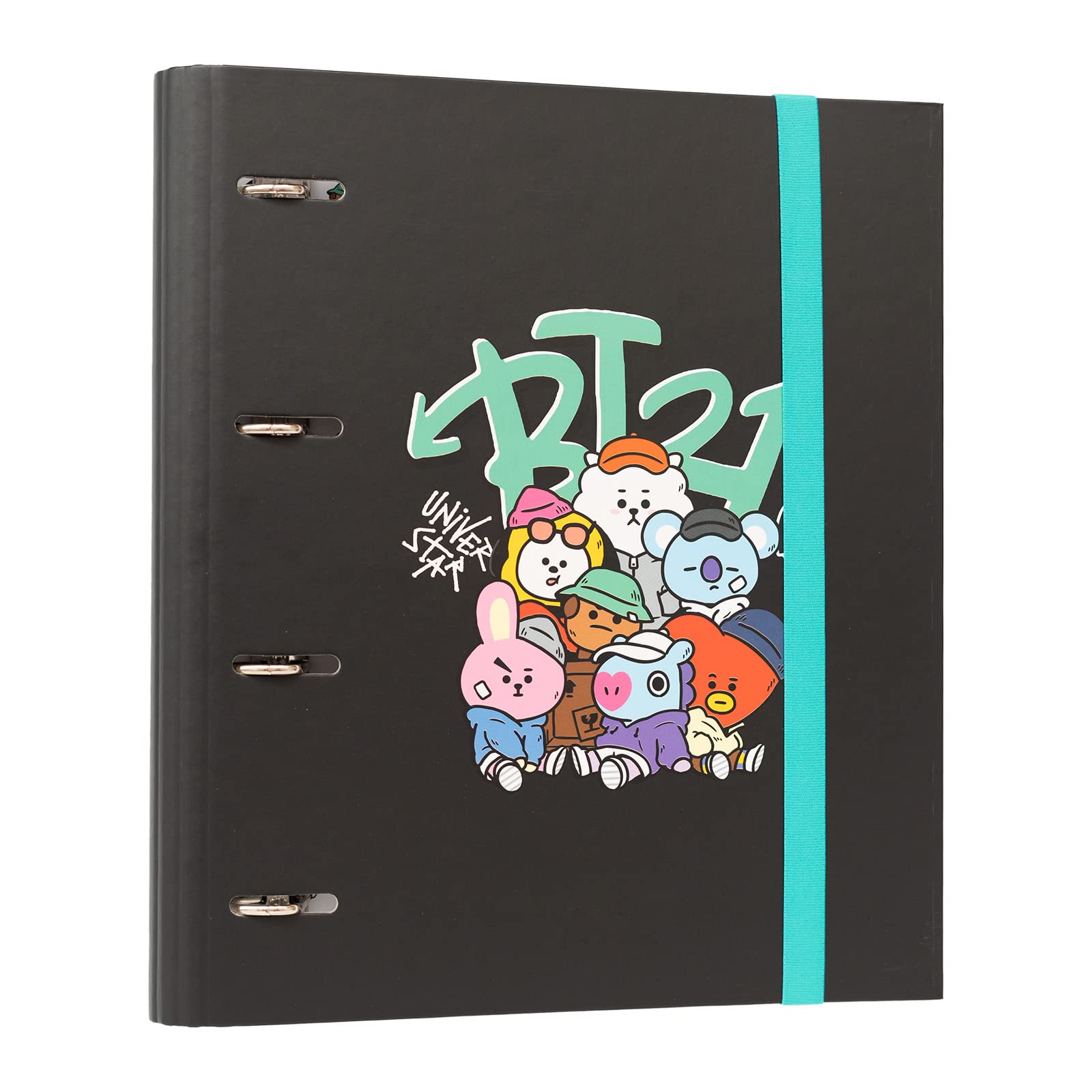 Grupo Erik 4 Ring Binder A4 - BT21 Kawaii Stationery | 10.6 x 12.6 inches - 27 x 32 cm - A4 Ring Binder Folder, Document Folder | Kawaii Gifts, BT21 Merch