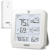 Indoor Outdoor Thermometer Wireless Weather Station, Battery Powered Inside Outside Thermometers Hygrometer Monitor with Backlight, Max/Min Record, Dew Point, Heat Index, Pressure (500 Feet)