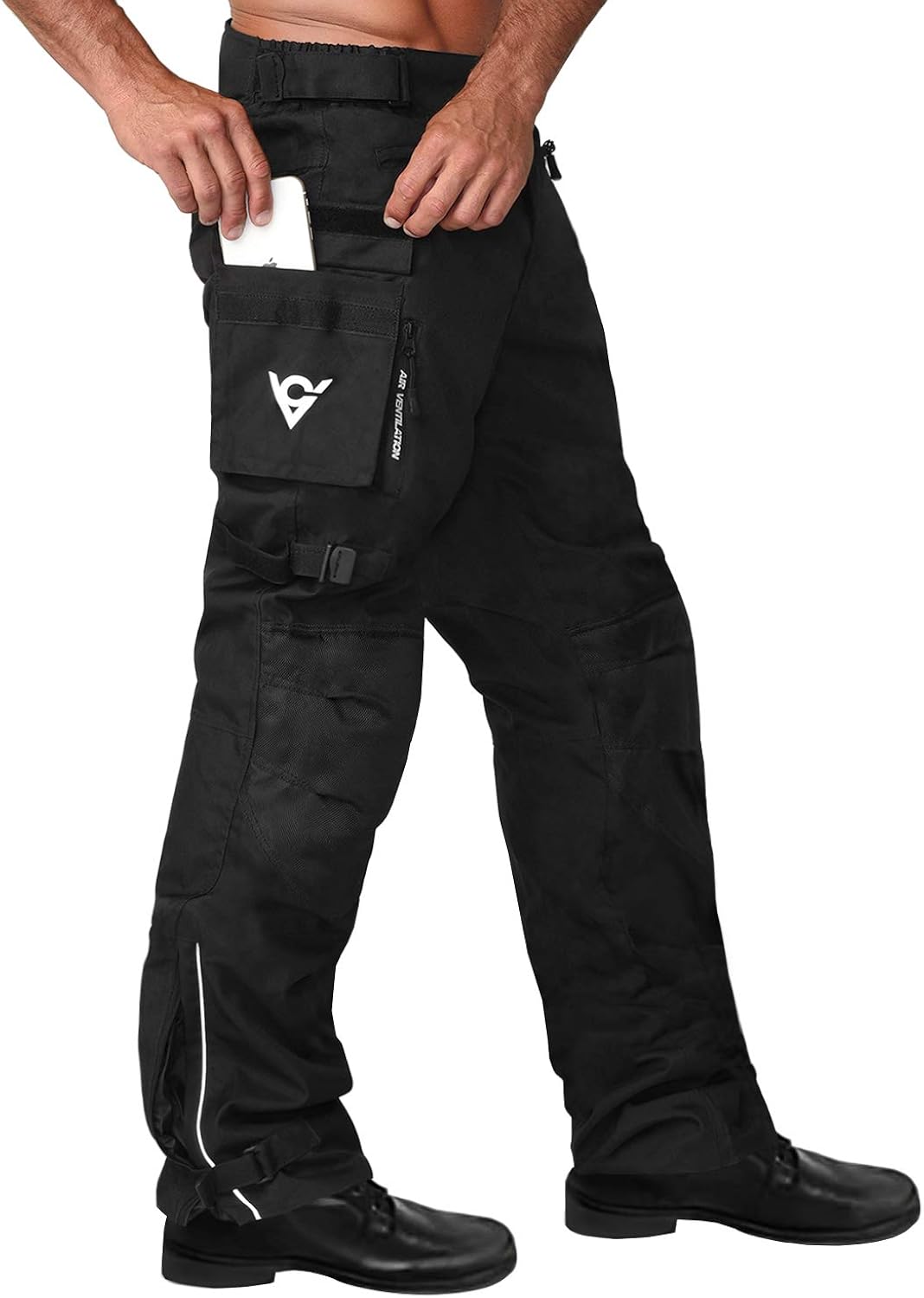Viking Cycle Saxon Heavy Duty Armored 600D Adjustable Premium Textile Motorcycle Riding Overpants for Men: Clothing