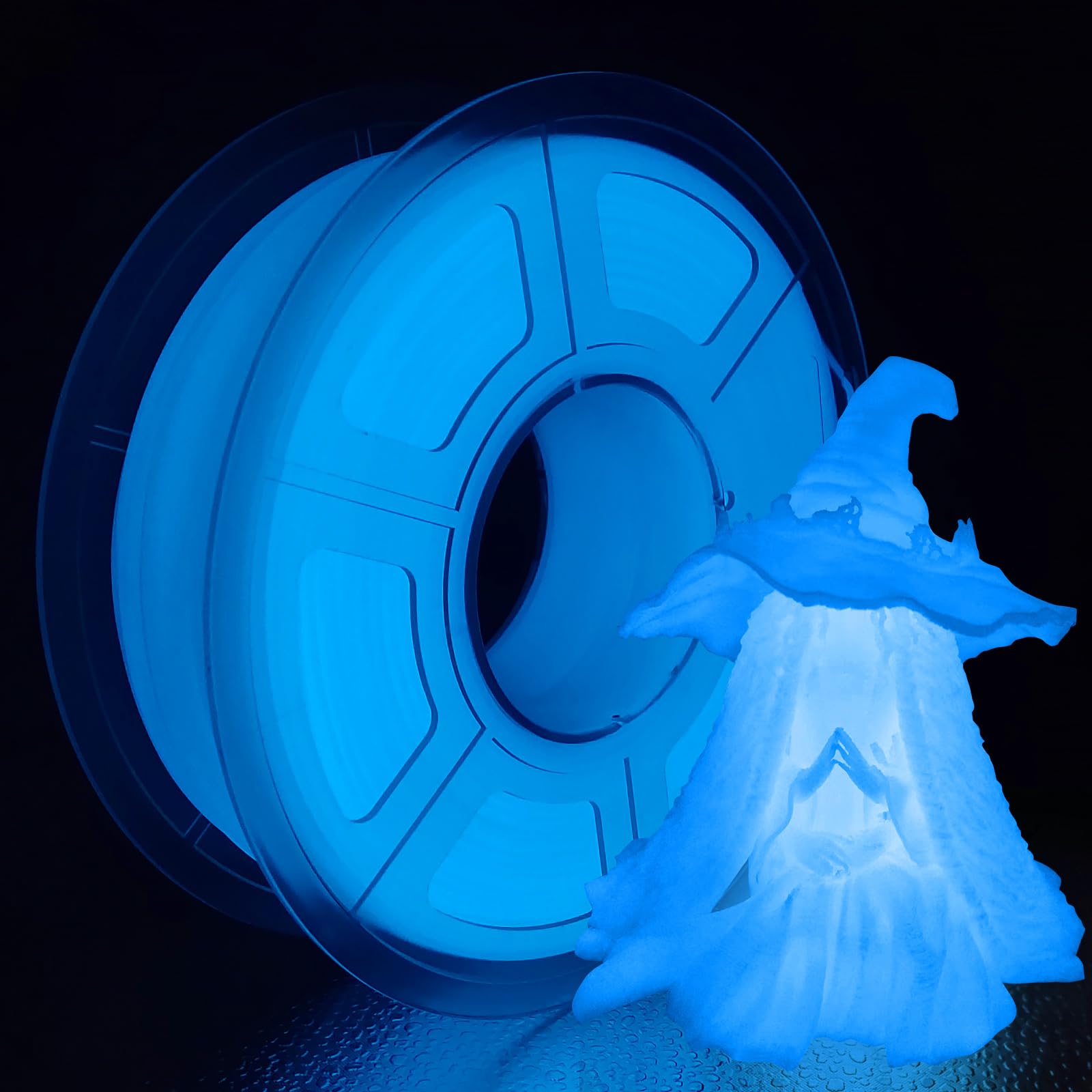 Photo 1 of iSANMATE 3D Printer Filament, PLA Filament Glow in The Dark Blue, 1.75mm 3D Printing Filament, Dimensional Accuracy +/- 0.03 mm, 1 kg Spool