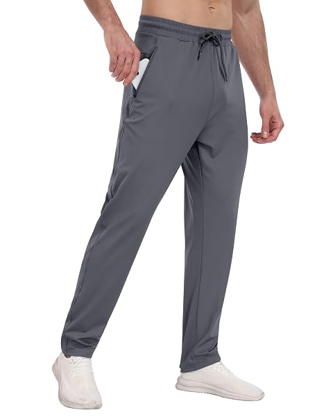 PARISDIARY 3 PACK MENS ATHLETIC SWEATPANTS WITH ZIPPER POCKETS,WORKOUT GYM JOGGERS PANTS FOR MEN RUNNING JOGGING PANTS-BLACKDARK GRAYNAVY-XL