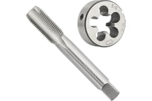 Aceteel 5/8"-18 UNF HSS Tap And Die Set, 5/8 x 18 UNF Machine Thread Tap And UNF Round Thread Die Right Hand