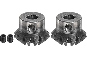 HARFINGTON 2pcs Bevel Gear 1M 12 Teeth 6mm Shaft Hole 1:1 Tapered Bevel Pinion Gear 45# Steel 1.5 Module 90 Degree Steering G