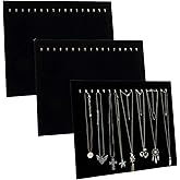 Pack of 3 Necklace Chain Holder, Black Velvet Necklace Display Board, 17 Hooks Necklace Display Stand, Jewelry Display for Vendors, Display Stands for Craft Fairs, Jewelries Shows, Boutique Displays