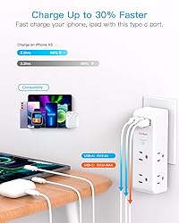 Surge Protector Outlet Extender with Rotating Plug