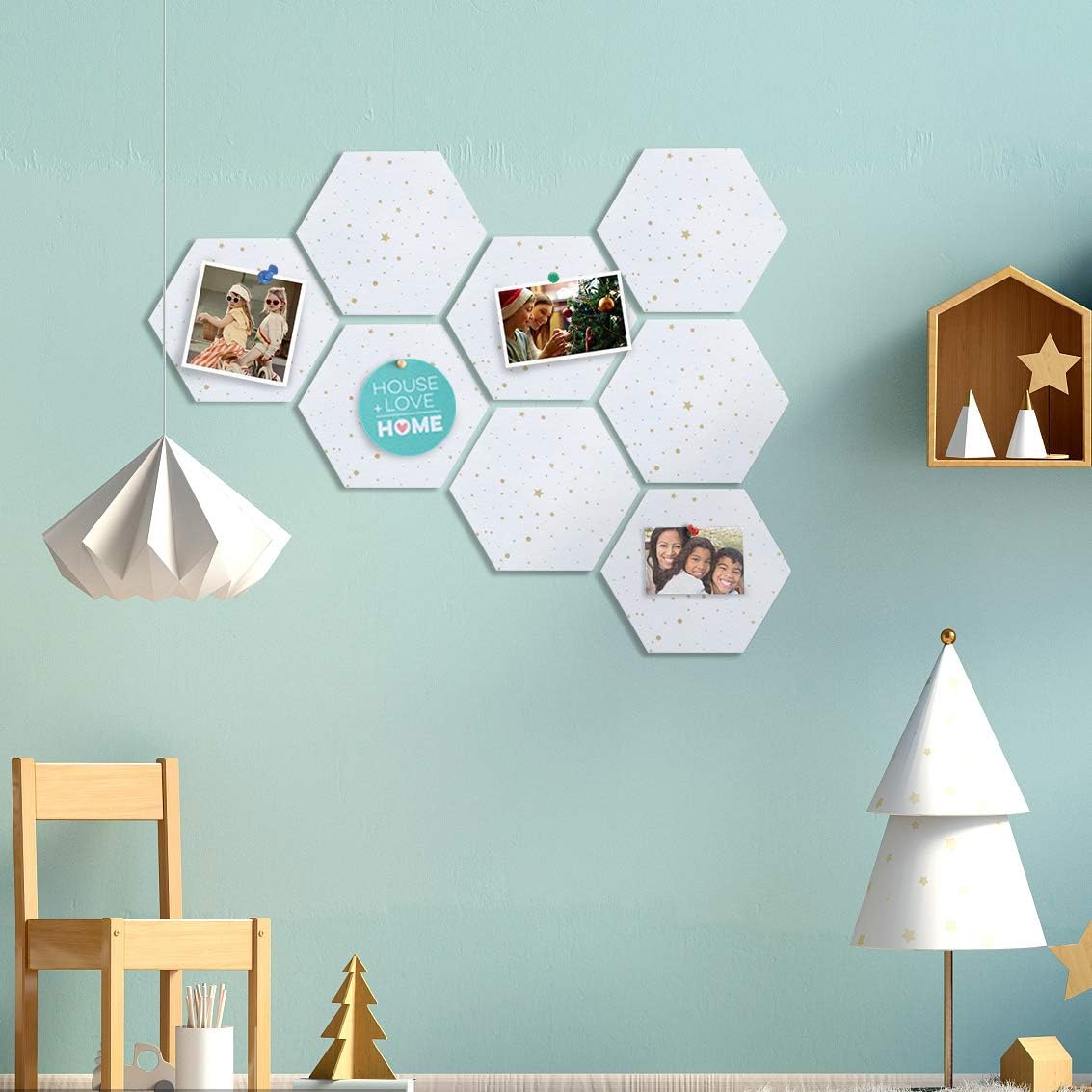 3Felt Hexagon Bulletin Board with 20 Pins - Image 3
