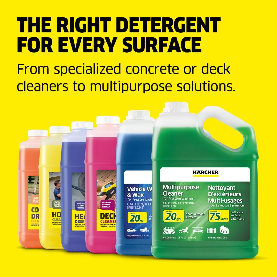 Kärcher Vehicle Wash and Wax, Pressure Washer Detergent, Cleans Cars, Bikes, Trucks, Boats and More, Highly Concentrated, Makes up to 20 gal of Cleaner