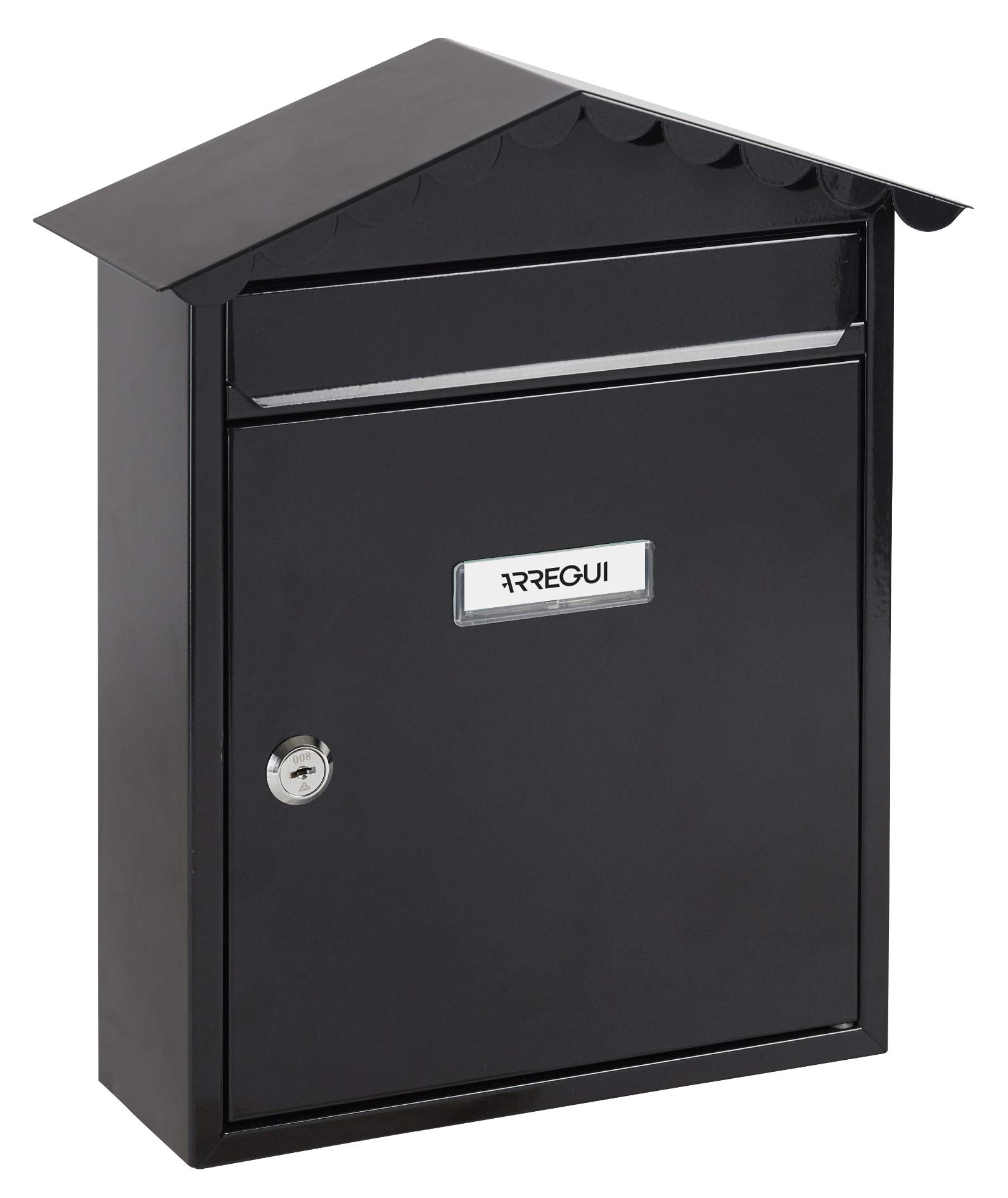 Arregui Visit Outdoor Letterbox (Steel, 360 x 300 x 110 mm), Black, E5744
