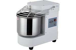 10L (10.5 Qt) Commercial Spiral Dough Mixer, 650W Heavy Duty Food Mixer with Touchscreen Timer & Dual-Rotation, Stainless Ste