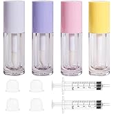 Qeuly 4Pcs 6ml Empty Lip Gloss Tubes with Wand for DIY Essence Lip Gloss | Plastic Lip Gloss Containers for Women Girls DIY Skin Care Oil, Makeup Lip Gloss Making Kit (D25xH86mm)