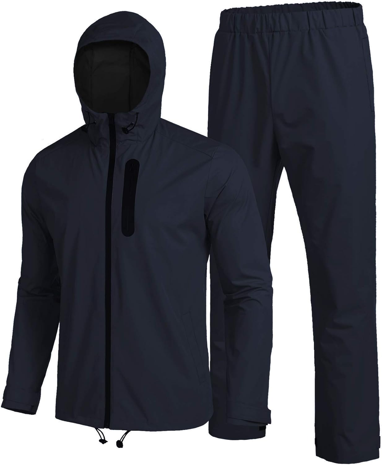 COOFANDY Mens Waterproof Rain Suit With Hood 2 Pieces Lightweight Fishing Camping Rain Jacket: Clothing
