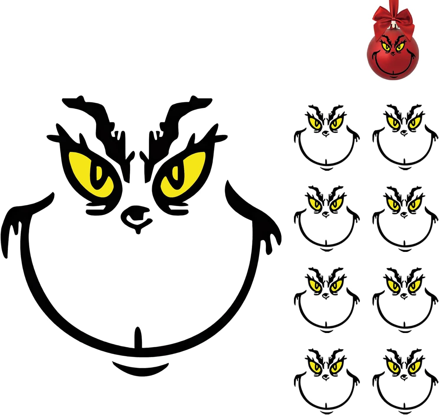 Window Treatments - 10 Pcs Christmas Decorations Stickers for Ornaments, Christmas Vinyl Stickers, Christmas Decoration Decals, DIY Face Stickers for Christmas Balls, Waterproof Sticker for Home Project, Party - 3*3 in