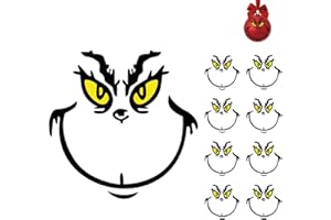 CRYSFIY 10 Pcs Christmas Face Stickers – Vinyl Transfer Stickers for Crafts, Ornaments, Cups, Jars, and Christmas Balls, Waterproof DIY Face Decals for Party Favors and Holiday Decorations – 3 x 3 in