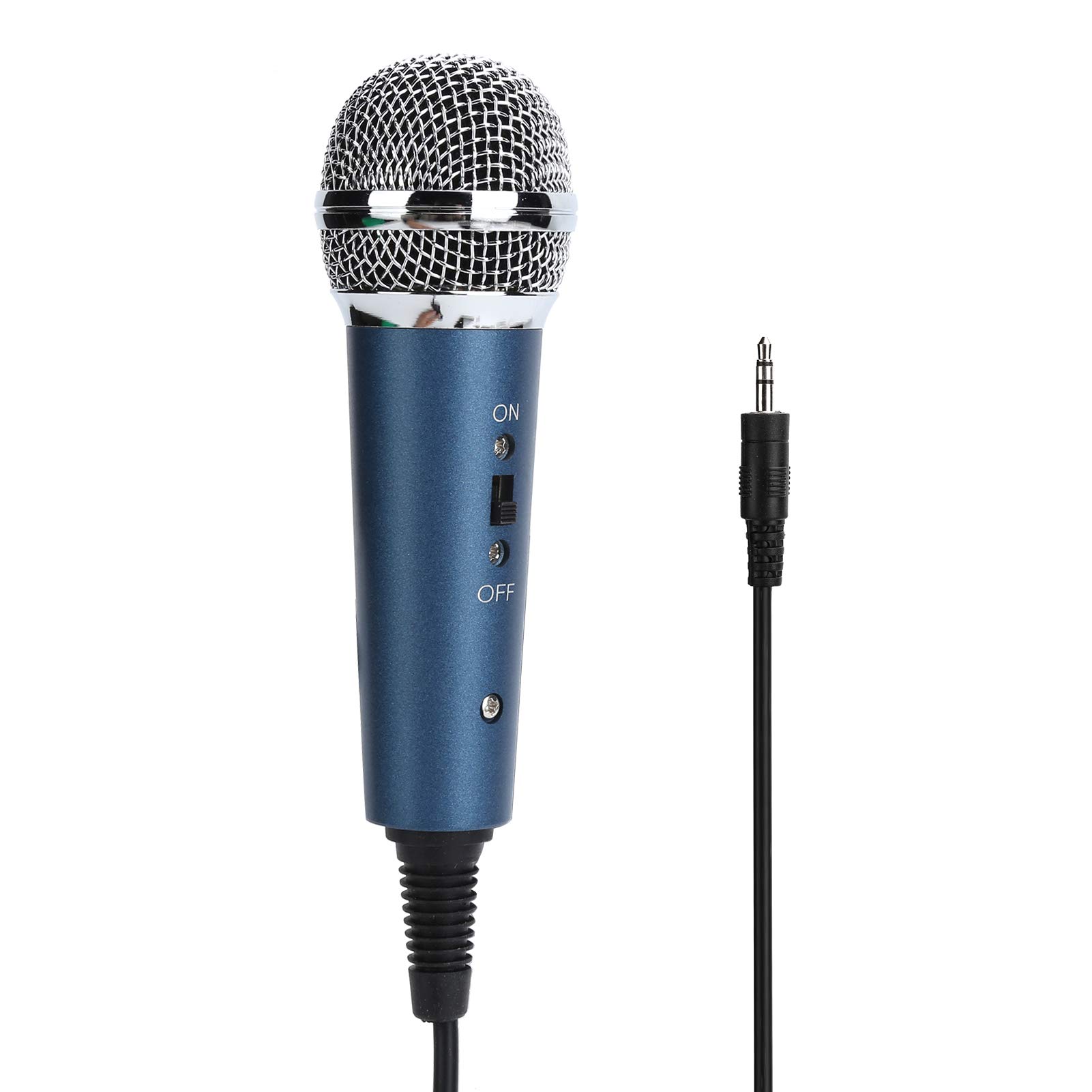 Lazmin112 Handheld Microphone, Wired Cardioid Pointing Condenser Mic with UShaped 3.5mm Audio Adapter, Realtime Monitoring, for Computer Karaoke(blue)