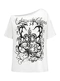 RoseSeek Women's Off The Shoulder Tops Graphic Goth