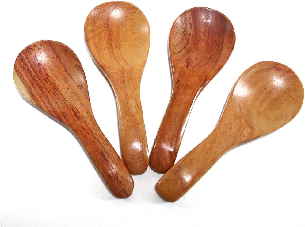 Lot of 10 Pcs. X 3.0" Red Wood Small Spoons Sugar Seasoning Salt Spoons