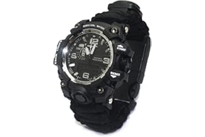 TecHong 6 in 1 Outdoor Survival Bracelet Watch, Emergency Sports Waterproof Wristband First Aid Tools with Paracord, Compass,