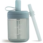 Moonkie Baby Straw Cup | Silicone Toddler Sippy Training Cup With Straw Lid | BPA-Free Drop-Proof Cup | Baby Led Weaning | 6 Months+, 5 oz, 1 Pack