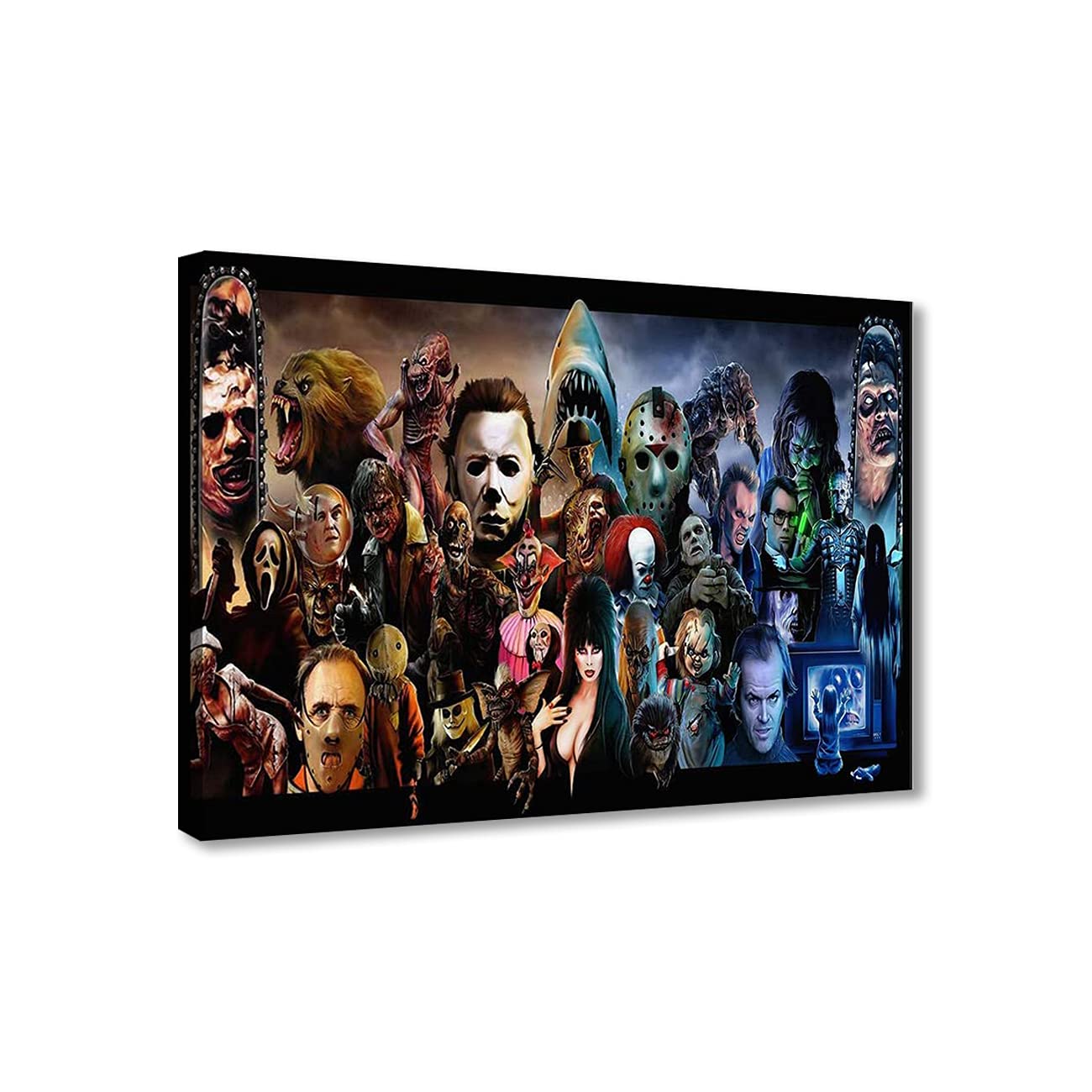 ZHONGYUTONG Horror Movies Poster On Canvas Wall Art Decor Prints Painting Posters Decoracion Frame Picture Living Room Wall (12'' x 18'', Artwork - 05)