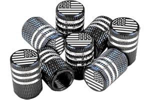 YALOK American Flag Tire Valve Stem Caps, 8 Pcs Anti-Theft Premium Metal Rubber Seal Tire Valve Caps, Universal Fit for Cars, SUVs, Bike and Bicycle, Trucks, Motorcycles (Black)