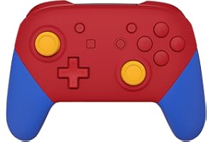 eXtremeRate Passion Red Faceplate Backplate Handles for Nintendo Switch Pro, Soft Touch DIY Blue Replacement Grip Housing She