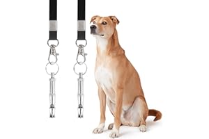SPECIALISTTRIAN Dog Training Whistle Set, 2-Pack, Professional Adjustable Silent Whistles with Lanyard, Black and White