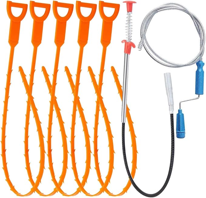 Drain Clog Remover Tool with Sink Cleaner Snake Drain Auger Hair Catcher and Drains Relief