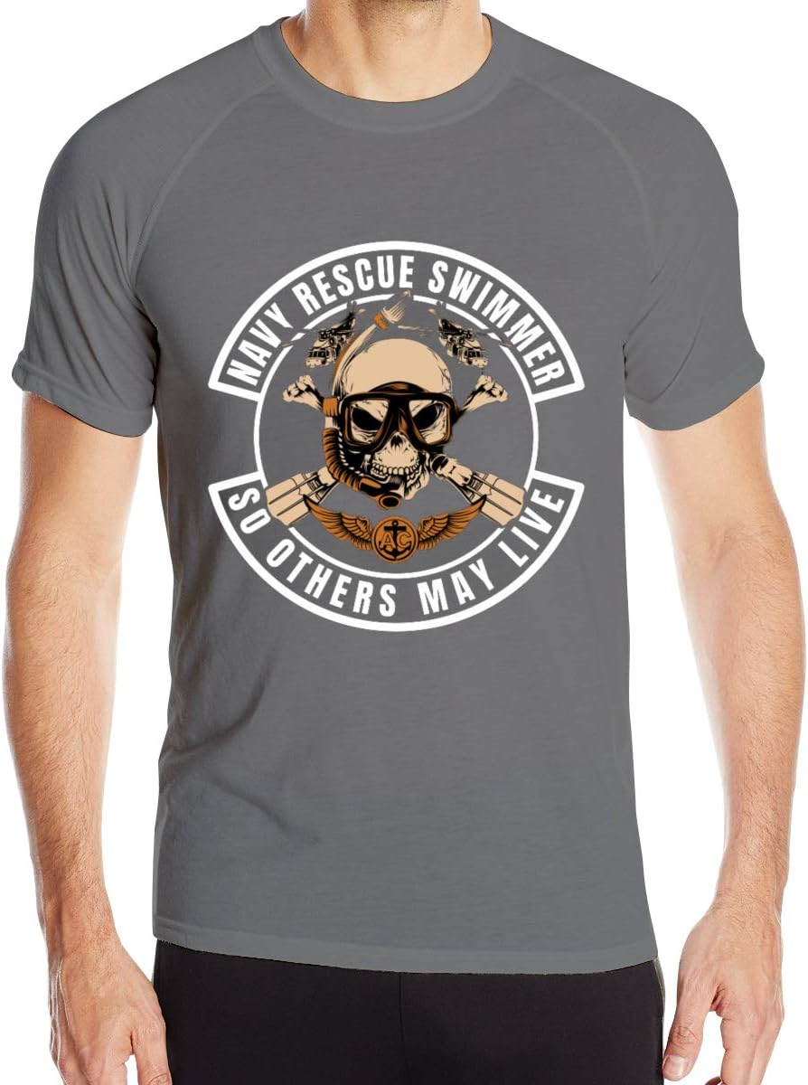 Wensiyer Mens Short Sleeve T Shirt Print with US Navy Rescue Swimmer So Others May Live Running Round Neck Shirt