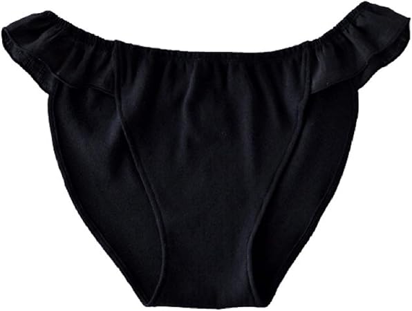 Amazon Jewlinge フリルふんどしショーツ 本体オーガニックコットン100 ログウッド染 Sサイズ ブラック ふんどしパンツ 女性用 下着 日本製 Jewlinge ジュランジェ 布ナプキン