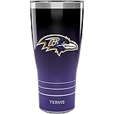 Tervis Traveler NFL Baltimore Ravens - Ombre Triple Insulated Tumbler Travel Cup Keeps Drinks Cold & Hot, 30oz, Stainless Steel