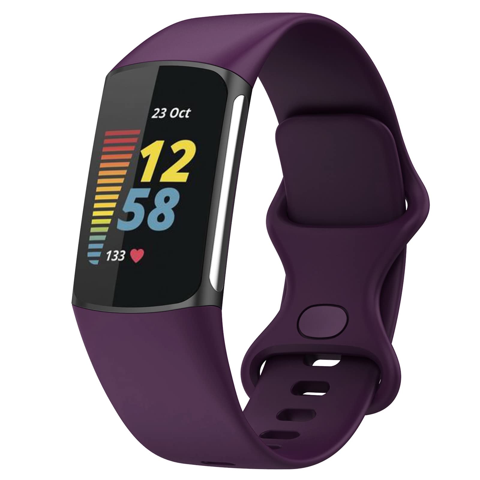 TopPerfekt Straps Compatible with Fitbit Charge 6 Strap, Adjustable Soft Silicone Sport Replacement Watch Band Wristbands Bracelet for Charge 5 Activity Tracker Women Men (Deep purple, Small) — image 1