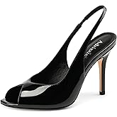 Adrizzlein Women's High Heels Peep Toe Pumps Shoes Fish Mouth Sandals 4 inch Stiletto Slingback Heels for Dress Wedding Party